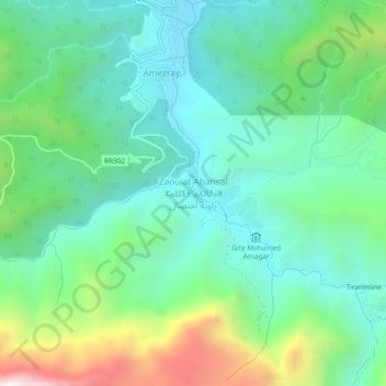 Carte topographique Zaouia Ahansal, altitude, relief