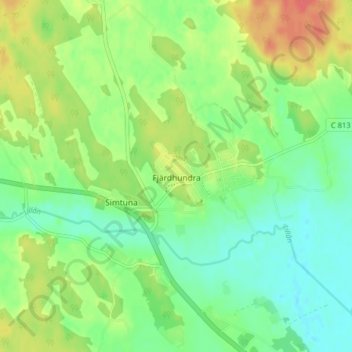 Carte topographique Fjärdhundra, altitude, relief
