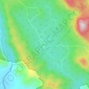 Carte topographique Baringin, altitude, relief