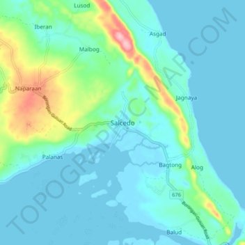 Carte topographique Salcedo, altitude, relief