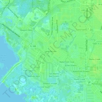 Carte topographique Jane Terrace, altitude, relief