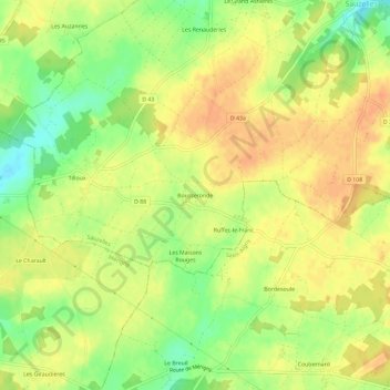 Carte topographique Bousseronde, altitude, relief