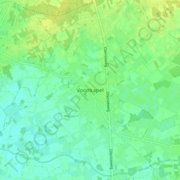 Carte topographique Voortkapel, altitude, relief