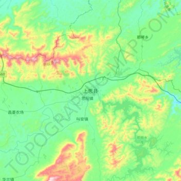 Carte topographique Shangsi County, altitude, relief