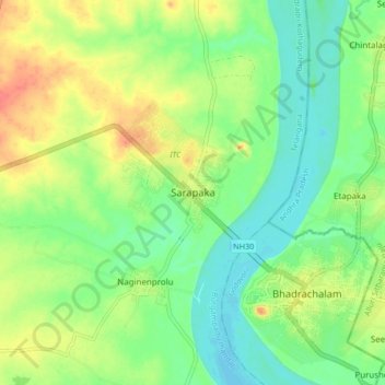 Carte topographique Sarapaka, altitude, relief