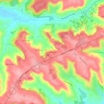 Carte topographique Doumenq, altitude, relief