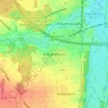 Carte topographique Kriegenbrunn, altitude, relief