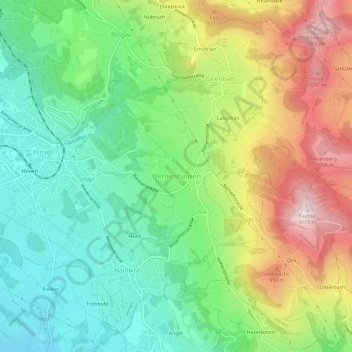 Carte topographique Wernetshausen, altitude, relief