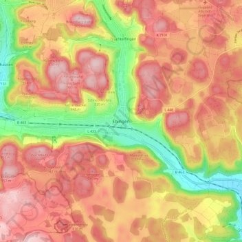 Carte topographique Ebingen, altitude, relief