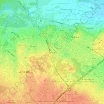 Carte topographique Montalieu, altitude, relief