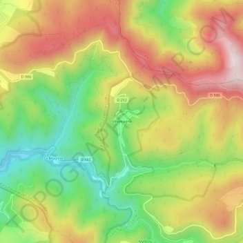 Carte topographique Villemagne, altitude, relief