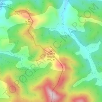 Carte topographique Monte Tozales, altitude, relief