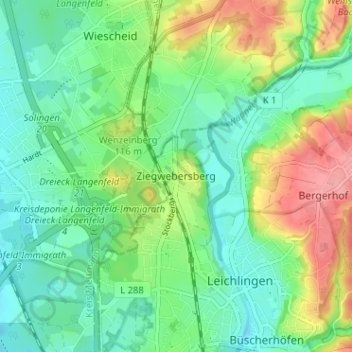 Carte topographique Ziegwebersberg, altitude, relief