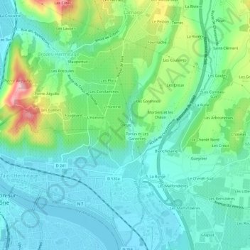 Carte topographique Torras, altitude, relief