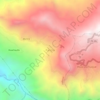 Carte topographique Paccha, altitude, relief