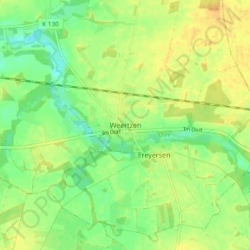 Carte topographique Weertzen, altitude, relief