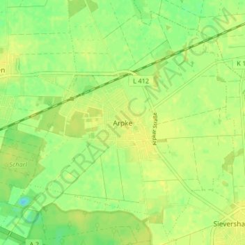 Carte topographique Arpke, altitude, relief