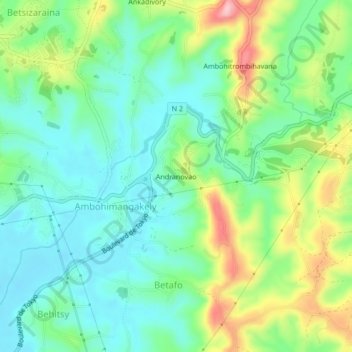 Carte topographique Andranovao, altitude, relief