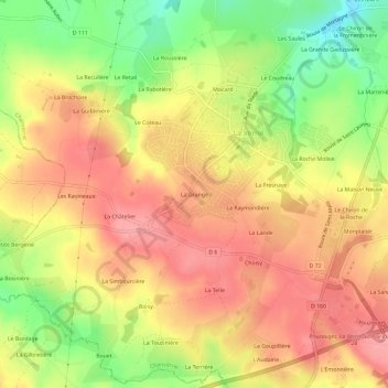 Carte topographique La Grange, altitude, relief
