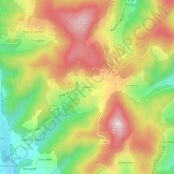 Carte topographique Valtorte, altitude, relief