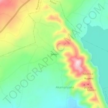 Carte topographique Sunzu, altitude, relief