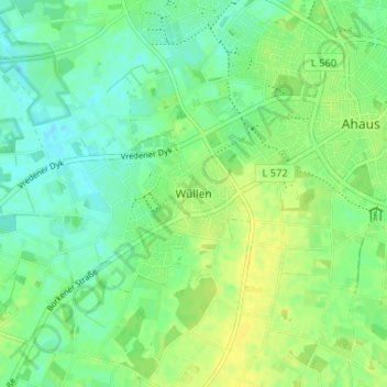 Carte topographique Wüllen, altitude, relief