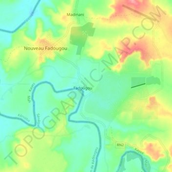 Carte topographique Fadougou, altitude, relief