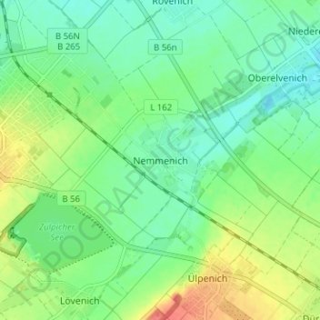 Carte topographique Nemmenich, altitude, relief