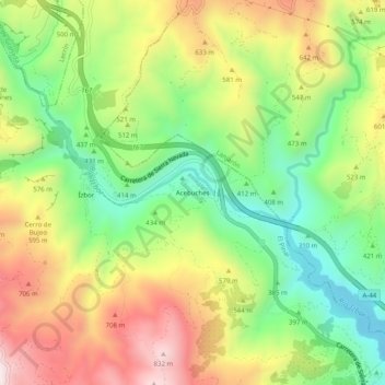 Carte topographique Acebuches, altitude, relief