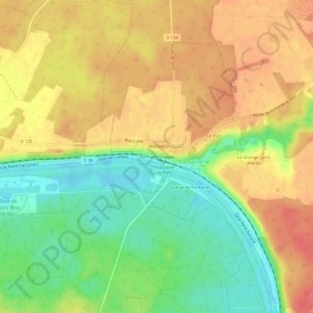 Carte topographique Les Pains Chauds, altitude, relief