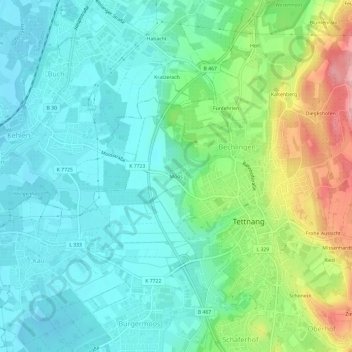 Carte topographique Moos, altitude, relief