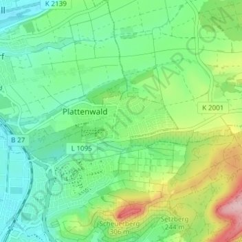 Carte topographique Amorbach, altitude, relief