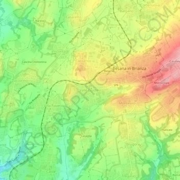 Carte topographique Valle Guidino, altitude, relief