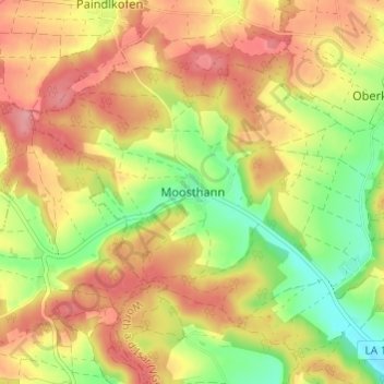 Carte topographique Moosthann, altitude, relief