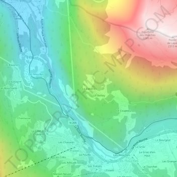 Carte topographique La Flatière, altitude, relief