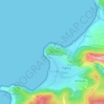 Carte topographique El Houita, altitude, relief