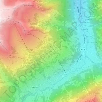 Carte topographique Empächli, altitude, relief