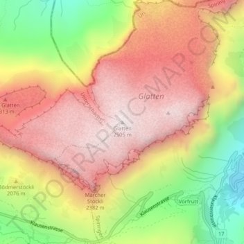 Carte topographique Glatten, altitude, relief
