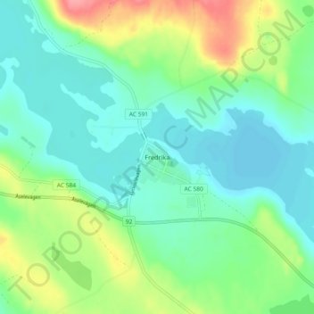 Carte topographique Fredrika, altitude, relief