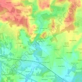 Carte topographique Kermarhic, altitude, relief