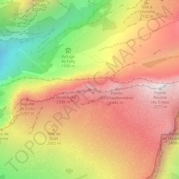 Carte topographique Tête du Fer à Cheval, altitude, relief