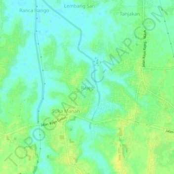 Carte topographique Rajeg, altitude, relief