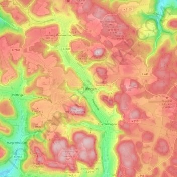 Carte topographique Tailfingen, altitude, relief