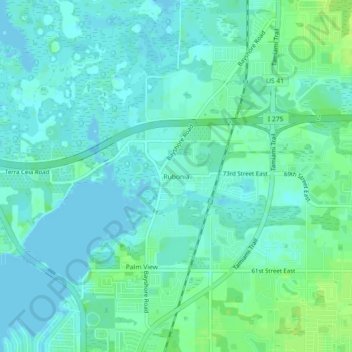 Carte topographique Rubonia, altitude, relief