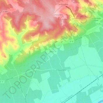 Carte topographique Saurs, altitude, relief