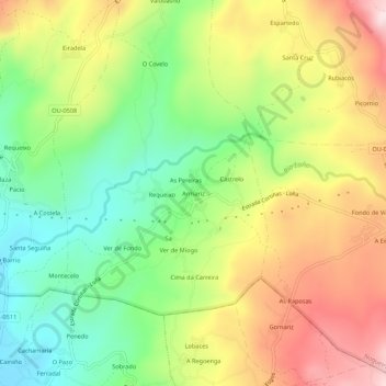 Carte topographique Armariz, altitude, relief