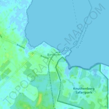Carte topographique Bandholm, altitude, relief