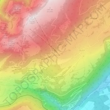 Carte topographique Les Rasses, altitude, relief