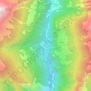 Carte topographique Arvigo, altitude, relief