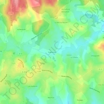 Carte topographique Granousse, altitude, relief